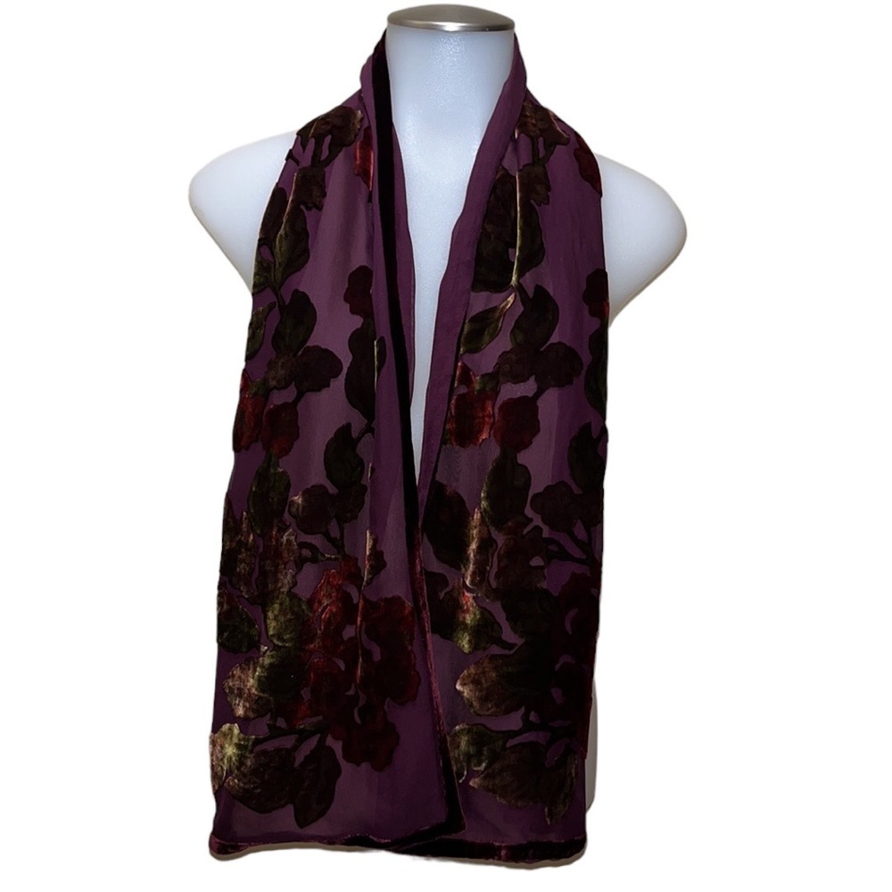 COLLECTION XIIX Silk Blend Burnout Velour Floral Scarf